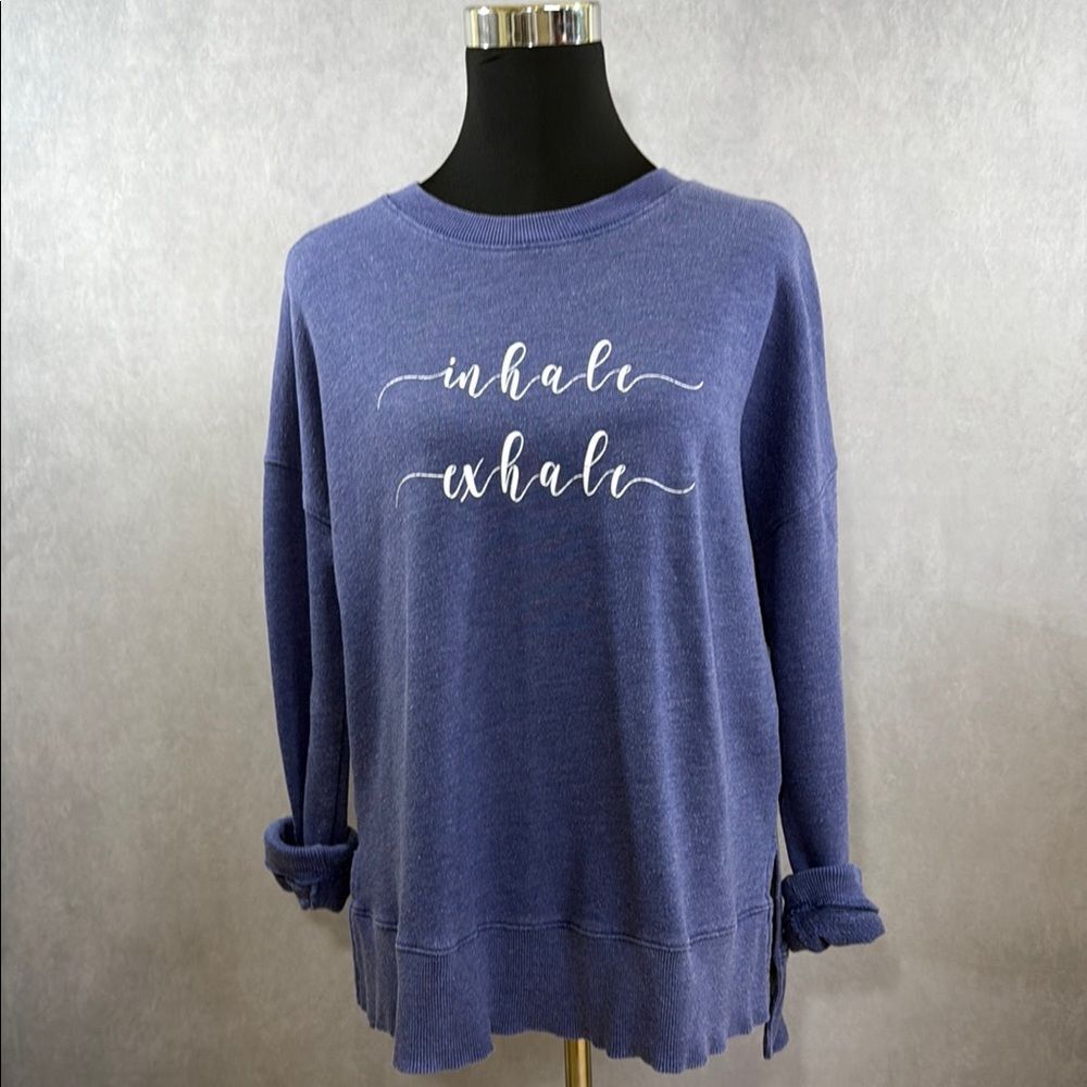 Oversized Blue Sweatshirt Inhale Exhale | Size M